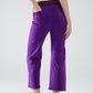 Purple Wide Leg Jeans With Metallic Finish In Gold