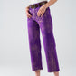 Purple Wide Leg Jeans With Metallic Finish In Gold