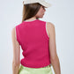 Raspberry Pink Fitted Tank Top with White Trim