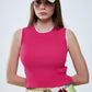 Raspberry Pink Fitted Tank Top with White Trim