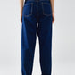 Raw Blue Mom Jeans With Pleated Detail