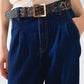 Raw Blue Mom Jeans With Pleated Detail