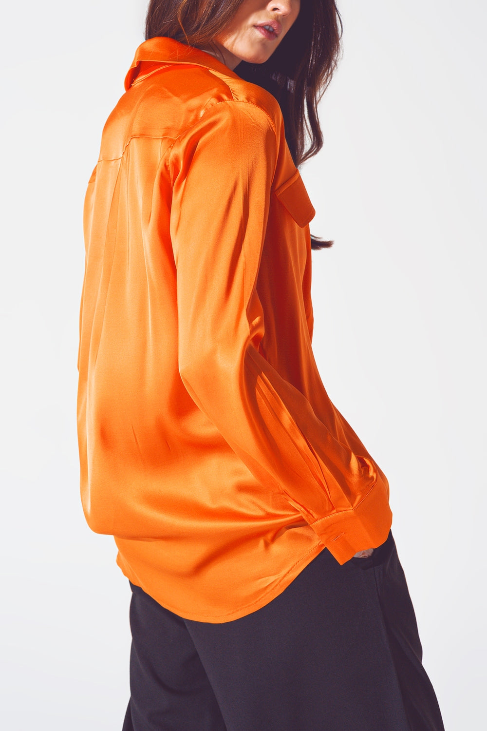 Rayon relaxed shirt in bright orange