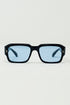 Q2 Rectangular Black Frame Sunglasses With Blue Lenses