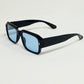 Rectangular Black Frame Sunglasses With Blue Lenses