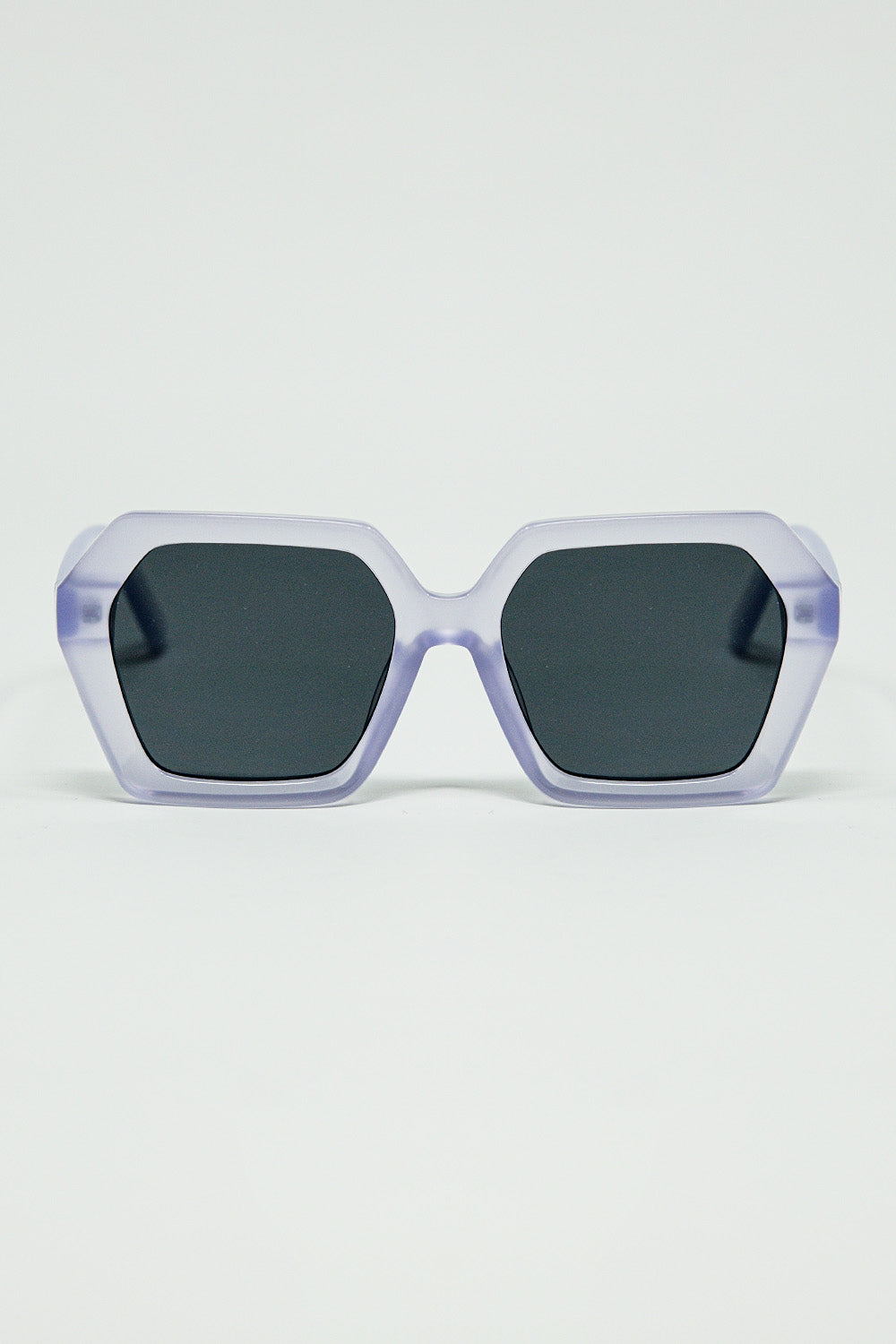 Q2 Rectangular sunglasses in purple translucent color