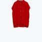 Red Button Up Blouse With Polo Collar