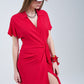 Red Midi Dress With Bow At The Side