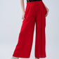 Q2 Red pants with wide leg in light viscose fabric