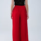 Red pants with wide leg in light viscose fabric