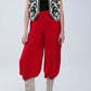 Red pants with wide leg in light viscose fabric