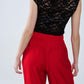 Red pants with wide leg in light viscose fabric