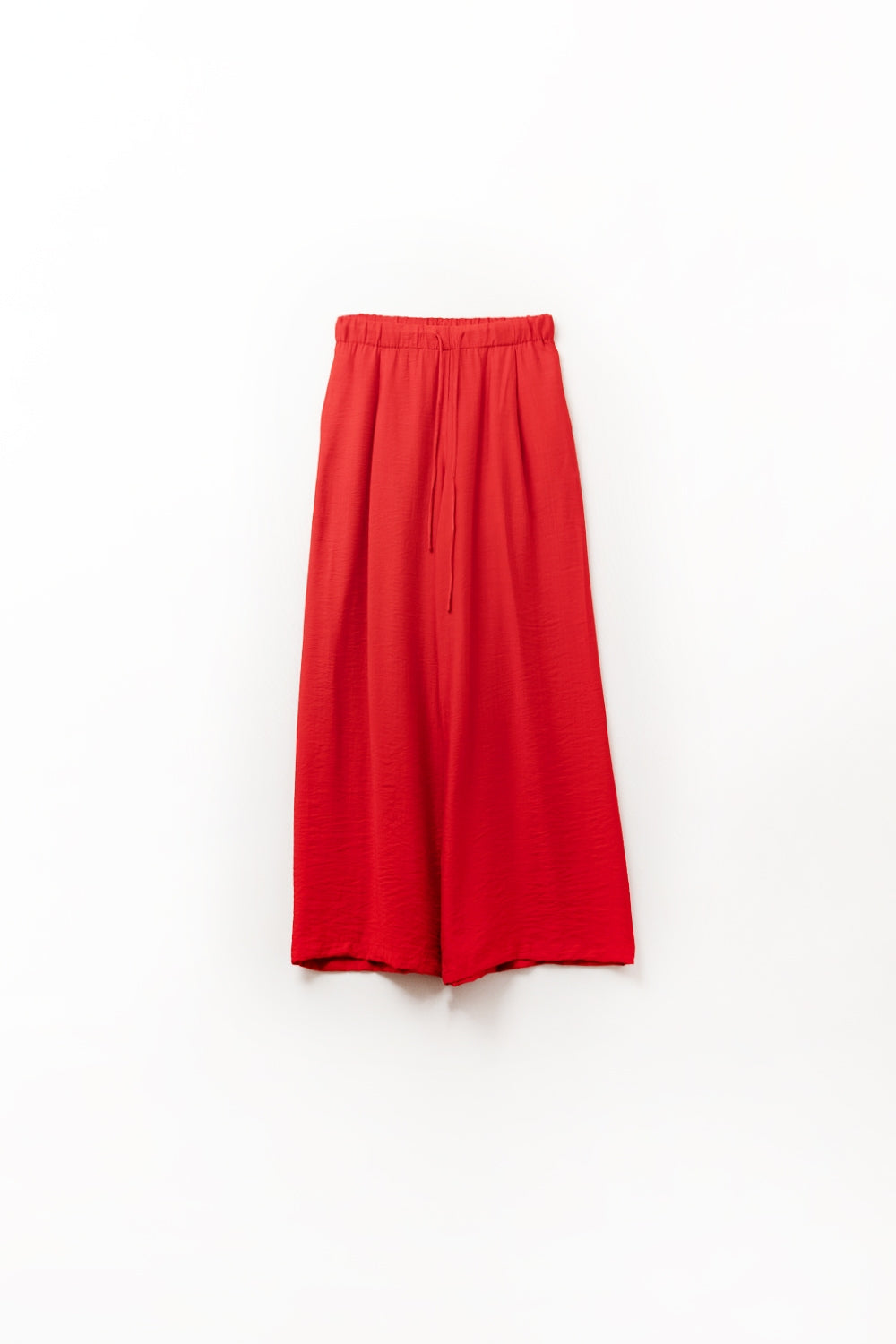 Red pants with wide leg in light viscose fabric