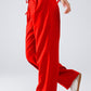 Red Relaxed Pants With Drawstring Closing And Side Pockets