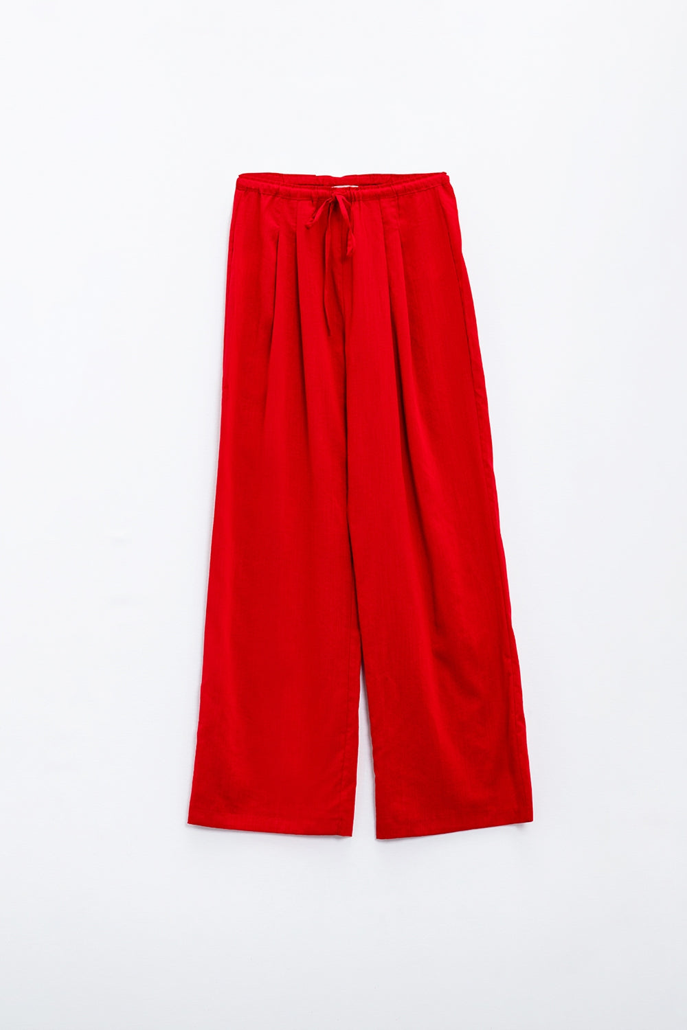 Red Relaxed Pants With Drawstring Closing And Side Pockets