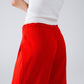 Red Relaxed Pants With Drawstring Closing And Side Pockets