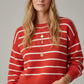 Red striped knit sweater with red heart detail