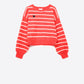 Q2 Red striped knit sweater with red heart detail