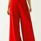 Red wide leg Basic Flared Pants