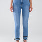 Q2 Regular Waist super Skinny Jeans in Light Wash with 5 pockets