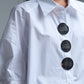 Relaxed 3/4 Sleeve Poplin Shirt With Button Detail in White