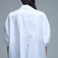 Relaxed 3/4 Sleeve Poplin Shirt With Button Detail in White