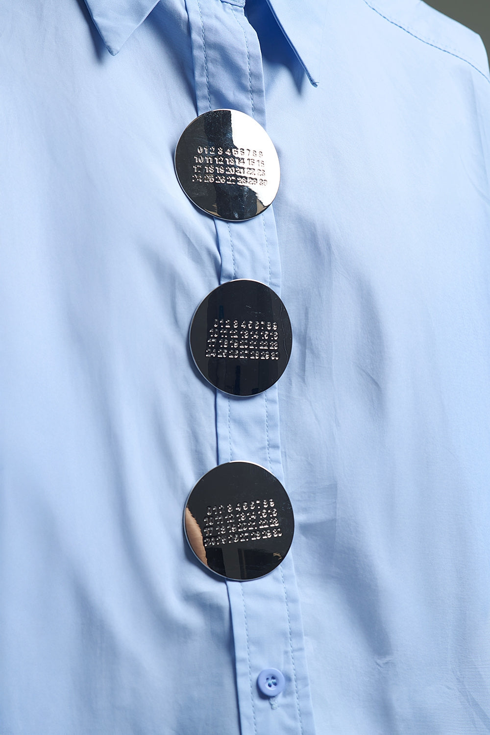 Relaxed 3/4 Sleeve Poplin Shirt With Button Detail