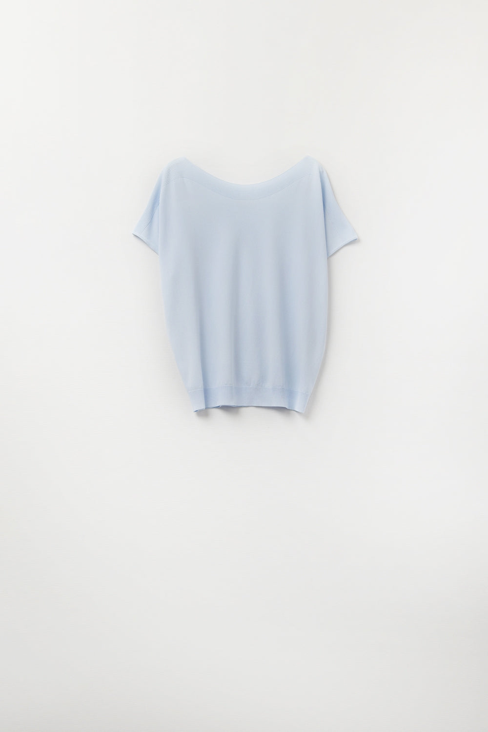 Q2 Relaxed baby blue boatneck sweater with dropped sleeves