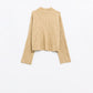 Q2 relaxed beige ribbed high neck sweater