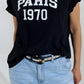 Relaxed Black t-shirt printed paris 1970 in White