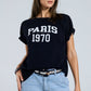 Q2 Relaxed Black t-shirt printed paris 1970 in White