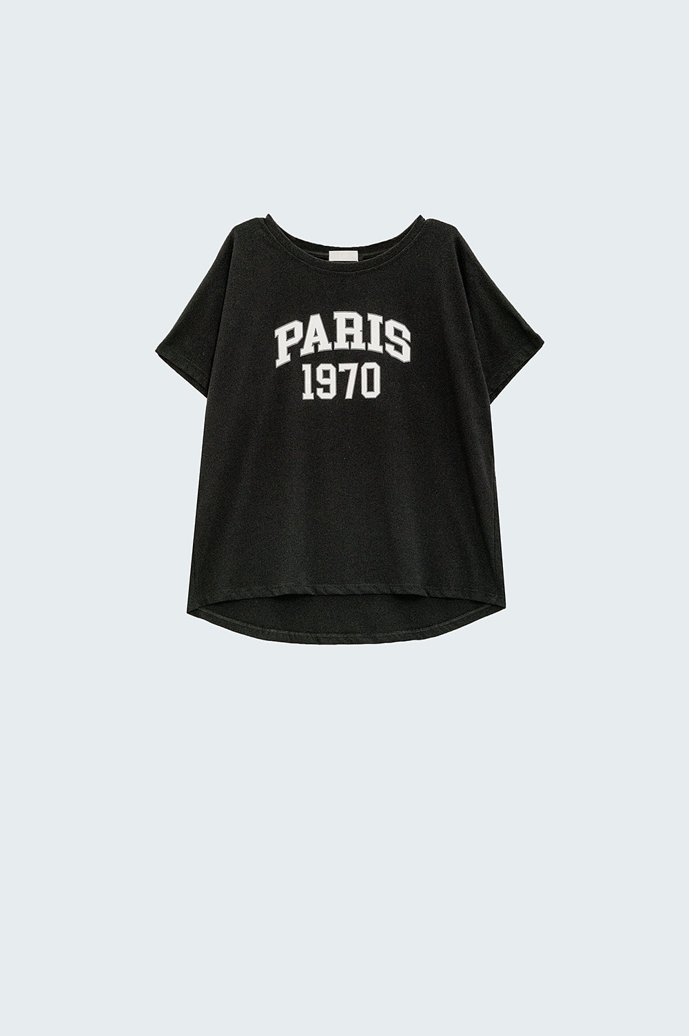 Relaxed Black t-shirt printed paris 1970 in White