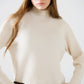 Q2 relaxed cream ribbed high neck sweater