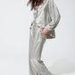 Relaxed Fit Button Down Shirt With Balloon Sleeves in Silver