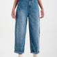 Relaxed fit side rip jeans in mid blue