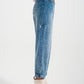 Relaxed fit side rip jeans in mid blue