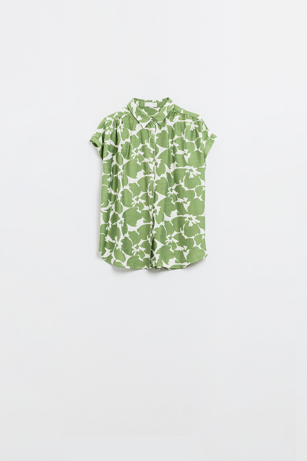 Relaxed Floral Print Shirt In Green