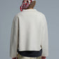 Relaxed Formal Knitted Cardigan With Chest Pockets in Beige
