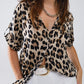 Q2 Relaxed Leopard Print Shirt With Rolled Cuffs