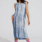 Q2 Relaxed maxi Tie dye Dress In Shades of Blue