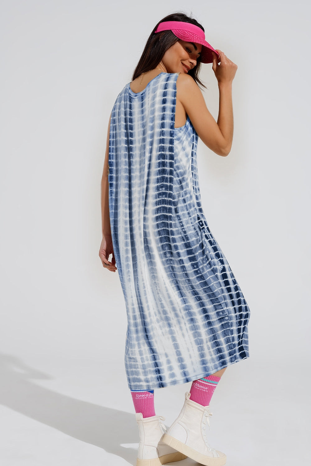 Relaxed maxi Tie dye Dress In Shades of Blue