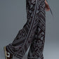 Relaxed Paisley Print Pants With Adjustable Drawstring in Brown