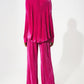 Relaxed pleated satin shirt in fuchsia