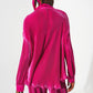 Relaxed pleated satin shirt in fuchsia