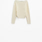 Relaxed Ribbed Boat Neck Sweater in cream