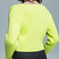 Relaxed Ribbed Boat Neck Sweater in Lime Green