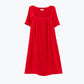 Relaxed Short Dress with Square Neckline and Short Sleeves in Red