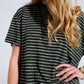 Relaxed Striped T-shirt With Crew Neckline In Khaki