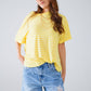 Relaxed Striped T-shirt With Crew Neckline In Yellow