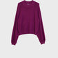 Q2 relaxed style aubergine jumper with balloon sleeves